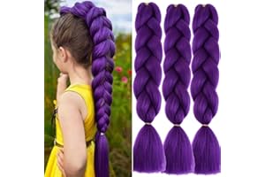 JOOCEEBABY Violeta Oscuro Extension Per Treccine Africane 24" Kanekalon Treccia Capelli Extension Ombre Jumbo Treccia Extension Capelli Fibra Sintetica Treccia Di Scatola Crochet Twist Intrecciare