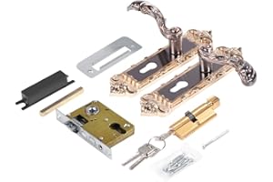 RAGUSO Serrure de porte Poignée, style Européen Rétro En Alliage D'aluminium Vintage Serrure De Porte Intérieur Anti-vol Chambre Serrure De Porte Maison Poignée Meubles Matériel Sécurité avec Clés