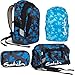 Produktbild Satch SLEEK Blue Triangle 4er Set Schulrucksack + Sporttasche + Schlamperbox + Regencape blau