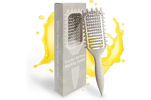 Qufiiry Brosse Cheveux Bouclés, Brosse Demelante Cheveux, Pour Cheveux Mouillés Épais Bouclés, Peigne Brosse Coiffante Brushing pour Femmes Hommes Filles, Blanc Cassé