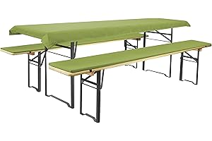 Brandsseller Lot de 3 – Ensemble de Coussins pour Mobilier de Brasserie 2 Coussins de Banc rembourrés 220x25 cm et 1 Nappe 240x70 pour Tous Table de Jardin ou Chapiteau - Vert
