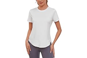 AORUILIA Women's Gym Tops Ladies Sports Running T-Shirt Activewear Gym Yoga Workout Top Loose Crew Neck Quick Dry Short Sleeve Tee Shirts