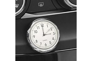 Jedew Car Clock, Mini Quartz Analogue Car Dashboard Clock Time Display Stick-on Clock Air Vent Car Decoration Universal and Bright