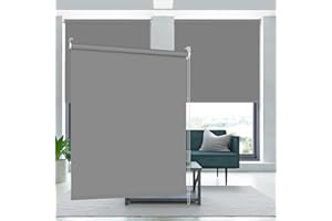 Kokorona Blackout Roller Blinds, Thermal Roller Blinds Window Shades for Bedroom Office, Room Darkening Privacy Roller Blinds with UV Protection Waterproof Fabric, 86cm Wide×183cm Drop, Grey
