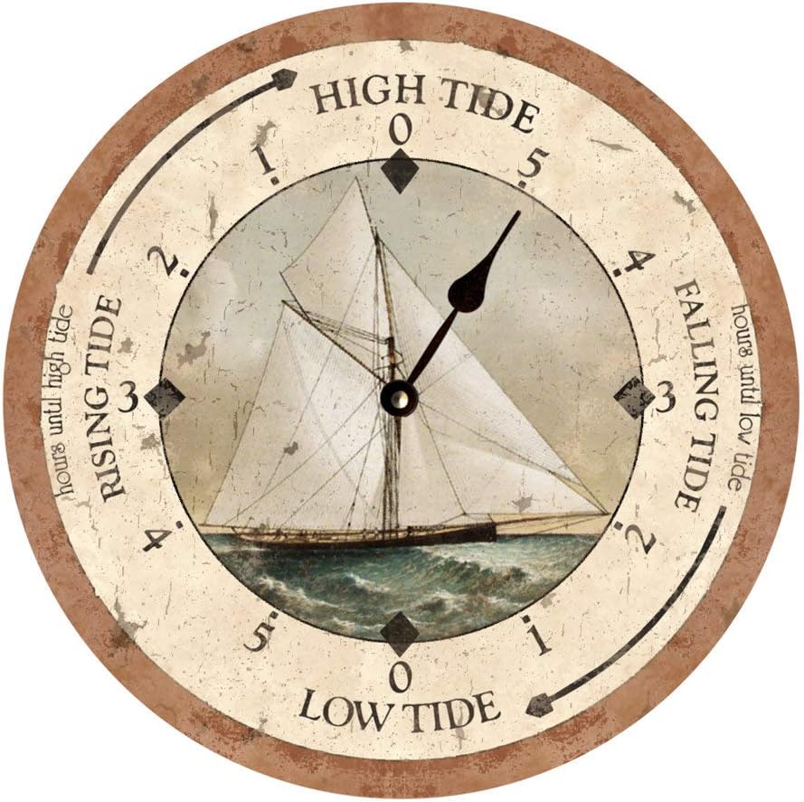 Tr73ansTidal Clock, Home Office School Decorative Creative Dual Use Clock Art, Sailboat Tide Clock