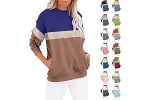 NUOKE Sweatshirt For Women UK Sale Clearance Women's O Neck Sweatshirt Long Sleeves Pullovers Cute Loose Tops Color Pocket Graphic Girl Sweater Oversized Lightweight Hoodie Fleece Autumn Clothes Jumpers