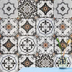 SV COLLECTIONS Bohemia Design Retro Tiles PVC SELF Adhesive Wallpaper Kitchen BACKSPLASH Bathroom Furniture Peel and Stick Wallpaper - 200*45 cm - 9 SQFT Approx-Multicolored