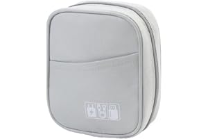 JINSI Small Cable Organiser Bag Travel Electronics Pouch Tech Accessories Case for Chargers, Cables, Power Banks, USB (Grey)