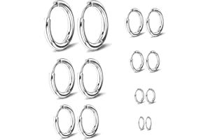 GANMFOYC 7 pairs of stainless steel hoop earrings, nasolabial rings, male and female small cartilage hoop earring accessories, 8mm, 10mm, 12mm, 14mm, 16mm, 18mm, 20mm