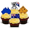 Australia Fun Pack, Edible Cupcake Toppers - Stand-up Wafer Cake Decorations (Pack of 12)