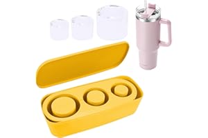 DAKLUNAR Molde de Silicona para Cubitos de Hielo Stanley, Amarillo Cilindros Huecos Bandejas de Cubitos de Hielo, Bandeja para Cubitos de Hielo con Tapa para, sin BPA, para 20-40 oz Accesorios