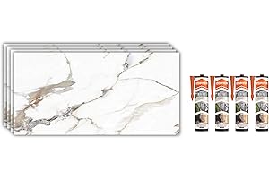 IZODEKOR Rivestimento Murale Aspetto Marmo - 4x pannelli + 4x adesivi di montaggio - Alternativa Piastrelle Bagno/Cucina, Pannelli Pareti Doccia, Posteriori Cucina | Garden Of Eden