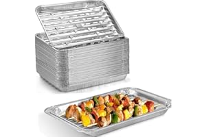 RIVWETEN Large Aluminium Foil Barbecue Tray Baking Roasting Tin Food Container Linerfor Baking, Cake, Bread, Cooking, Oven, Roasting, BBQ, Heating, Storing & Food Prepping (10pcs)