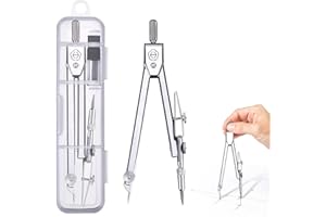 DREAMAUG Premium Metal Drafting Compass – Reusable Geometry Tool with Refillable Leads for School, Office & Technical Drawing