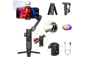AOCHUAN 3-Axis Gimbal Smartphone Gimbal Stabilizer with Magnetic RGB Fill Light for iPhone/Android iPhone Stabilizer with Improved Face Tracking, Vlog Recording - Smart X Pro Kit