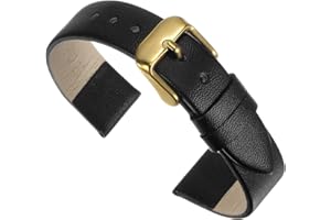 QUARKZMAN Genuino Cuero Correa, Liso Plano Cuero Reloj Correa para Hombre y Mujer