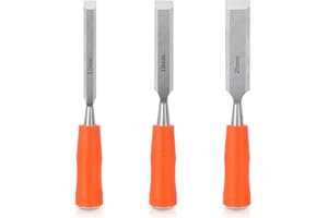 MECHEER 3 Pcs Wood Chisel Sets,Wood Chisel for Woodworking DIY, Wood Carving Chisels with Bevel Edge and Ergonomic Handle, Chizzle Set for Wood Carving Sculpting Carpentry Wood Tools 12mm, 19mm, 25mm