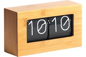 DYJD Orologio da Flip di bambù Naturale Modern Mini Time, Retro Pagina Auto Turning Clock Orologio da Tavolo e da Tavolo e Decorazione della Parete Orologi digitali,Small Size
