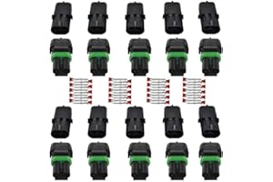 GTIWUNG Imperméable à l'eau Connecteur, Connecteur étanche électrique Prise Mâle et Femelle 2,5 mm Terminaux, Waterproof Fil électrique Connecteur pour Moto Auto Truck (2 Pin 10 Pack)