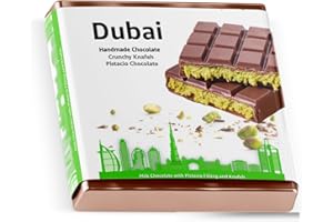 EVERHOMELY 100 gr. Dubai Schokolade + 1x Backanleitung mit Pistazie & Kadayif nach original Rezept - Vollmilchschokolade