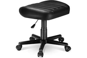 EUREKA ERGONOMIC Multi-Use Gaming Foot Stool Height Adjustable Swivel Rolling Stool Chair W Wheels,Gaming Footrest Video Game Stool for Gaming Home Office Chair,Black