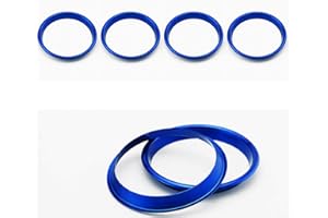 NewTH 4 Stück Aluminium-Legierung Klimaanlage Entlüftungsauslass Ring Abdeckung Verkleidung Dekoration Aufkleber für Audi A3 S3 2013–2016/Q2 2017, Auto Styling (blau, 65 mm)