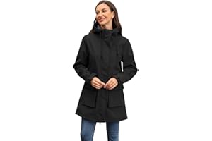 CHIGUO Veste d'hiver légère et imperméable pour femme - Doublée en polaire chaude avec capuche - Veste de pluie longue