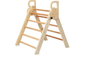 BlueWood Flodable Triangle Ladder Climbing Frame Indoor Climbing Frame for Toddlers Baby kids' Indoor Climbers & Play Structures Wooden Toddler Climbing Frame Indoor
