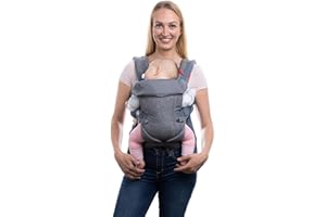 YOU+ME 4-in-1 Baby Carrier Newborn to Toddler - All-Position, Hip-Healthy, Adjustable Baby Carriers from Newborn with Breathable 3D Mesh Panels & 2-in-1 Snap-On Bib (8-32 lbs/3.6–14.5 kg)