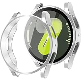 Tagomoon Samsung Galaxy Watch 7 44mm ile Uyumlu Kasa Ve Ekran Koruyucu 360 Tam Koruma Silikon Kılıf (G&uuml;m&uuml;ş)