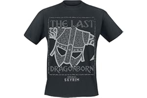 DIFUZED The Elder Scrolls V - Skyrim - The Last Dragonborn Hombre Camiseta Negro XL, 100% algodón, Regular
