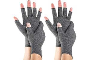 Novetec Gants Arthrite Sans Doigts Compression Femme Homme Soutien Mains pour Polyarthrite Rhumatoïde Arthrose Soulagement Maladie Raynaud Respirant Lavable Machine Taper Conduire Travail 2 paire