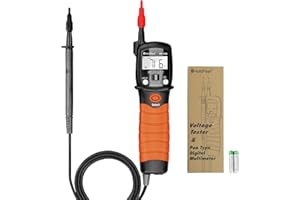HoldPeak Stylo Testeur de Tension 2000 Comptes pour DC/AC Voltage Multimetre Numerique HP-38B, Résistance, Testeur de Continuite Diodes avec Conservation des Données,Rétro-éclairage et Lampe de Poche