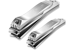 BESTOPE PRO Nail Clippers, 2 Pcs Nail Cutter Set Sharpest Stainless Steel Fingernail + Toenail Kit Perfect for Men & Women, Silver