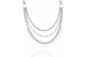 DHSWNNG Hosen Kette, Triple Chains Jeans Ketten Bikerkette Punk Hosenkette Gürtel Portemonnaie Ketten mit Haken Dekorative Tasche Kette Metall Schlüsselkette für Damen Männer