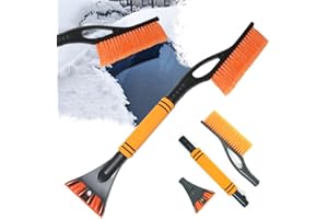 Grattoirs à neige, 60 cm Grattoir Voiture et Brosse à Neige, 2 en 1 Brosse à Neige Voiture Ajustables, Grattoir à Glace de Voiture pour Pare-Brise, Poignée en Mousse, pour Pare-Brise Véhicule