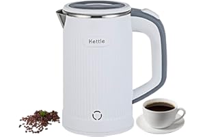 mini bouilloire electrique 0.8L, bouilloire de voyage, 5 minutes de cuisson rapide, bouilloire inox portable de camping (Blanc)