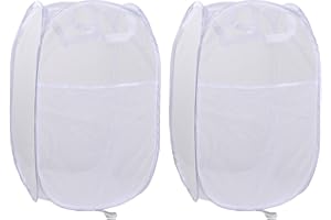 FANGEHONG Lot de 2 Panier à Linge Pliable en Maille avec Poignées, Corbeilles à Linge Sale Pliable, Pop Up Bac à Linge Sale, Panier de Rangement pour Vêtements Sales Pliage Grands (Blanc)