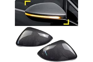 HACREYATU 1 par vista trasera espejo cubierta izquierda derecha espejo lateral cubiertas tapas para VW Golf 7 MK7 7.5 GTI 7 Golf 7 R (Fibra de carbon)
