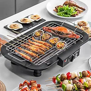 Abhsant Portable BBQ Grill Indoor Electric Grill,220V Drip Pan and Grilling Net Smokeless BBQ Grill 2000W Rapid Heating Detachable Easy to Clean Tabletop Barbecue Grills Grill Removable