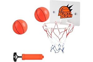 QXCFTW 4 Pcs Mini Basketball Set for Door, Indoor Hoop With Sucker, Small Ball and Pump - Desktop and Bathroom Game for Kids