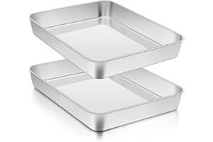 Herogo blacha do pieczenia, 31 x 24 x 5 cm, prostokątna blacha do pieczenia ze stali nierdzewnej, zestaw 2 sztuk, blacha do piekarnika, głęboka metalowa patelnia do lasagne, brownie, płaskie dno i