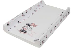 Kinder Valley Wedge Changing Mat - Minnie Nappy Changing Pad for Babies, Portable Unisex Changing Pad with Cute Design, Baby Mat with Curved Sides & Raised Edges, Wipe Clean