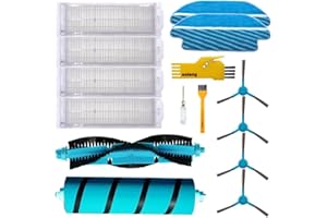 aotengou Kit de accesorios de repuesto para aspiradora robot Cecotec Conga 3490 3790 3590 3390 3290 3690 12 paquetes con 2 cepillos principales y 4 filtros y 4 cepillos laterales y 2 trapeadores