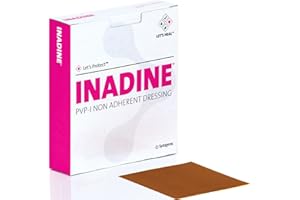 SOFTULA Inadine 9.5cm x 9.5cm x5 Non Adherent Wound Dressings, POV-Iodine, Antimicrobial