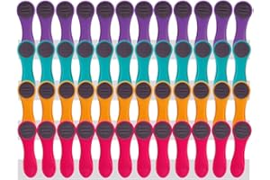 TRENDFINDING Pinces à linge - pince en matière douce et adhérente avec ressorts en acier inoxydable - violet/turquoise/jaune/rose/gris - 48 pinces