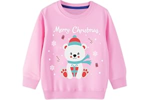 LXKA Girls Kids Christmas Jumper Sweatshirt Xmas Jumpers Reindeer Snowmen Dinosaur Santa Claus Long Sleeve Tops Cotton T-Shirts Toddler Crew Neck Casual Winter Clothes Age 1-7 Years