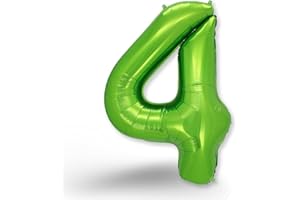 FUNXGO Globo de lámina, número 4, verde, 100 cm, vuela con helio, para 4º cumpleaños, bodas, aniversarios, fiestas, decoración
