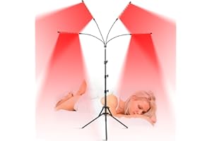 Zrwuldu 4 Teste Lampada a Luce Rossa con Supporto, 120 LEDs Lampada a Infrarossi con Timer e Collo d'oca Flessibile, 660nm ＆ 850nm Lampade a Luce Rossa a Infrarossi per Viso, Collo e Schiena