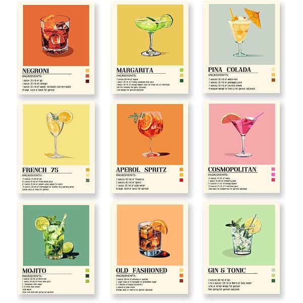 97 Decor Set Di 12 Poster E Stampe Da Parete Tema Caffè - Decorazioni Rustiche Per Cucina, Bar, Carrello Del Caffè, Accessori Da Bar, Senza Cornice